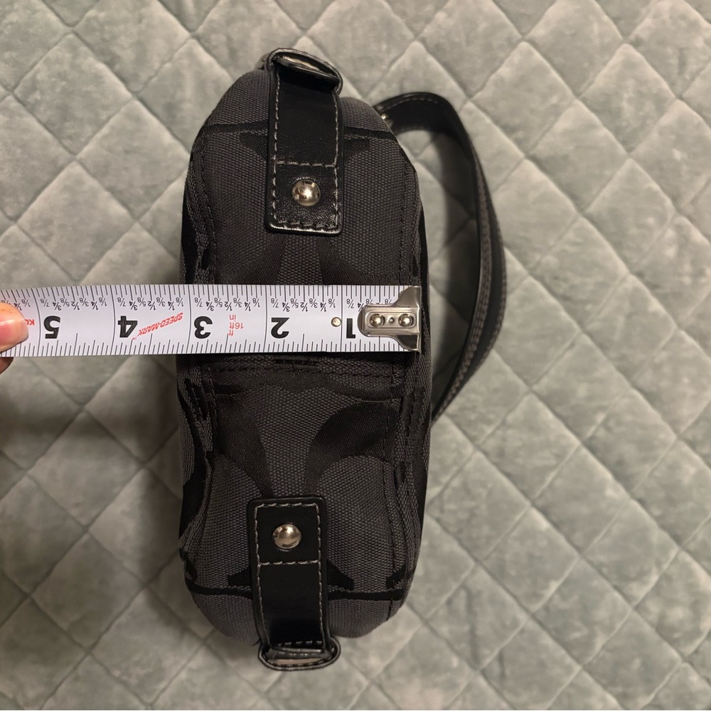 Coach Black Signature Jacquard Shoulder Bag with Silver Hardware small - Picture 6 of 10